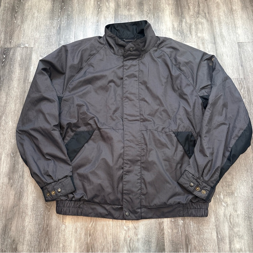 FootJoy DryJoys Jacket Mens 2XL Black Check Golf Waterproof Windbreaker Full Zip